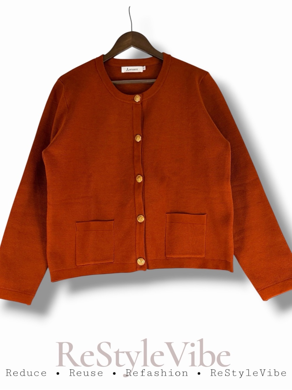 ANRABESS Women’s Size L Sweater Cardigan Crewneck Style Grandma Style Modest